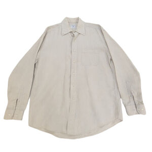 Brooks Brothers Irish Linen Men's Button Down Shirt Cream Old Money Coastal M